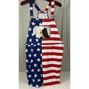 Shinesty Stars n Stripes Screaming Eagle 4th of July Shorts Overalls Mens Sz L